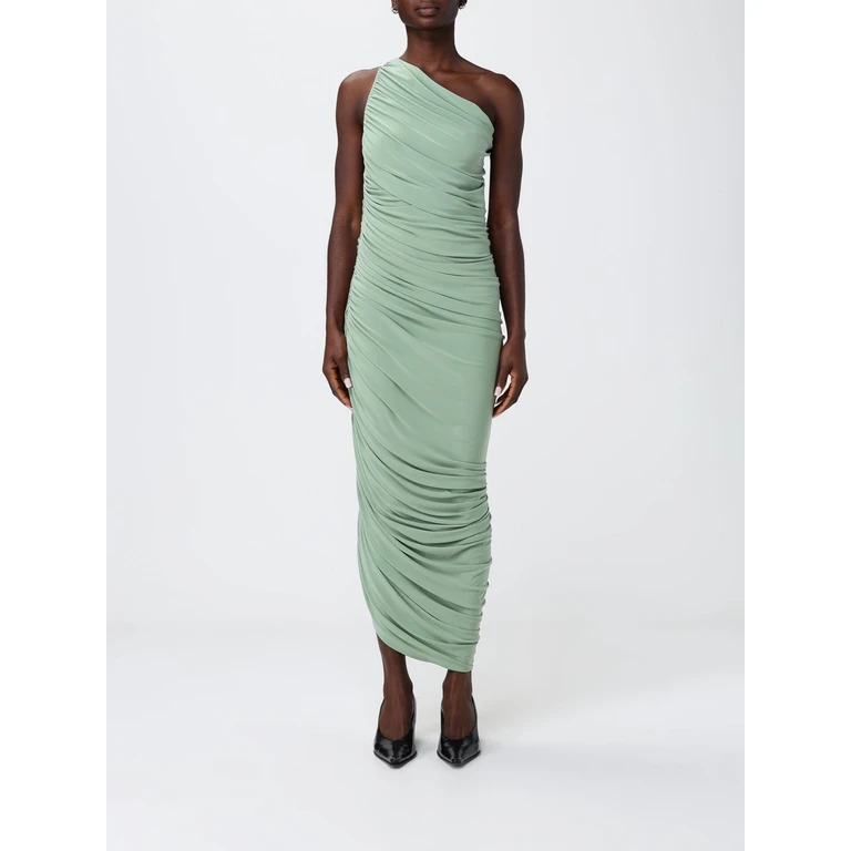 Draped Jersey One-Shoulder Dress (KK1253PL287835VINTAGEGREEN)