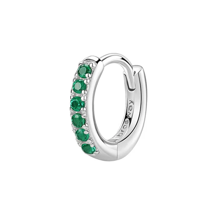 Single Earring Silver Hoop Fancy Life Green FLG80