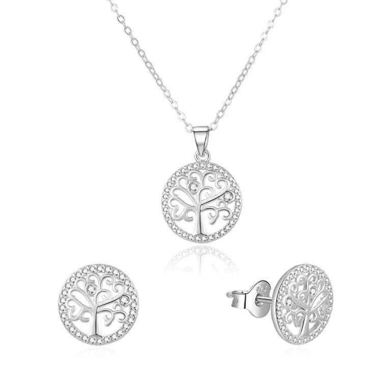 Silver Jewelry Set Tree of Life Agset213R (Necklace, Stud Earrings)