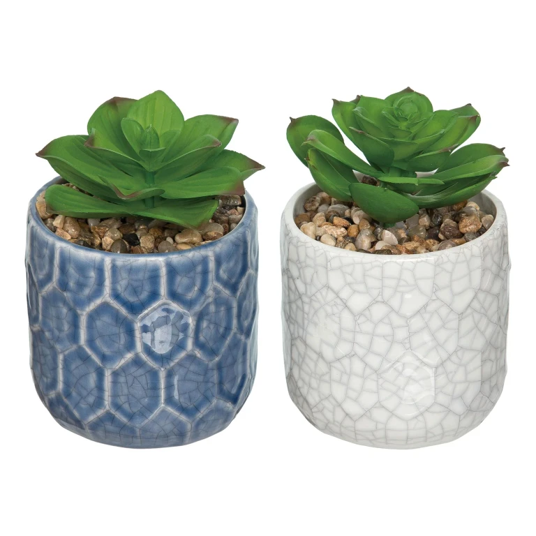 Ceramic Faux Succulent Decor Set of 2 Spring Summer Home Decorations Decorative Objects