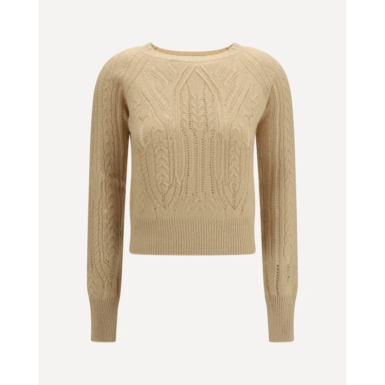 Long sleeve cable knit and openwork cashmere Sweater Female 42