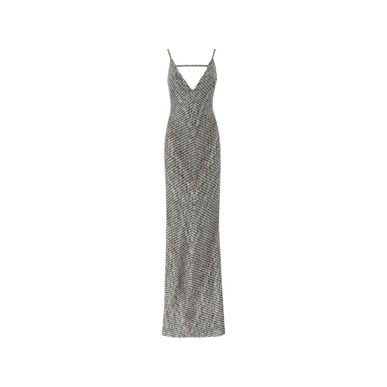 Sequin-embellished V-neck Maxi Dress