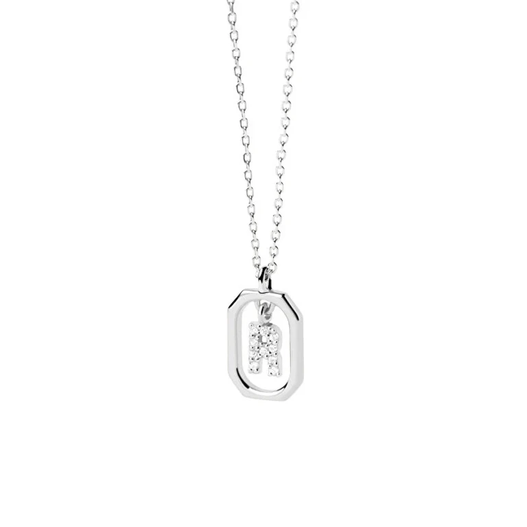 Charming Silver Necklace With Letter "R" Letters Co02-529-U (Chain, Pendant)