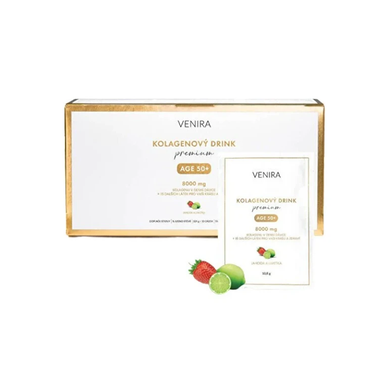 Collagen Drink for Hair, Nails, and Skin 50+ - Strawberry and Lime, 30 X 10.8 G