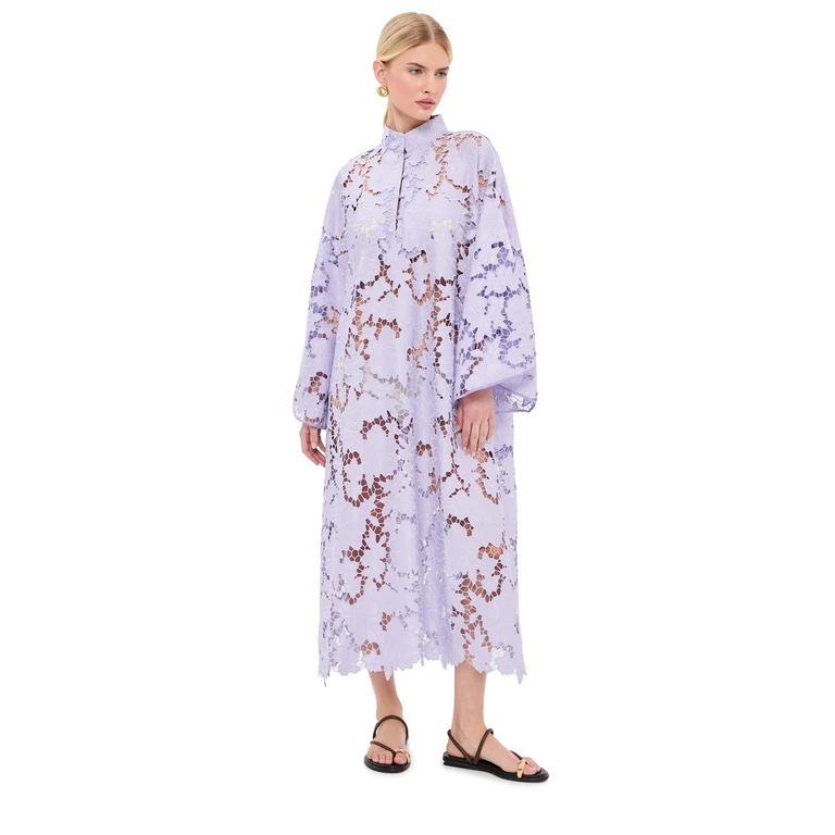 Violet Floral Flat Lace Maxi Caftan Violet One Size