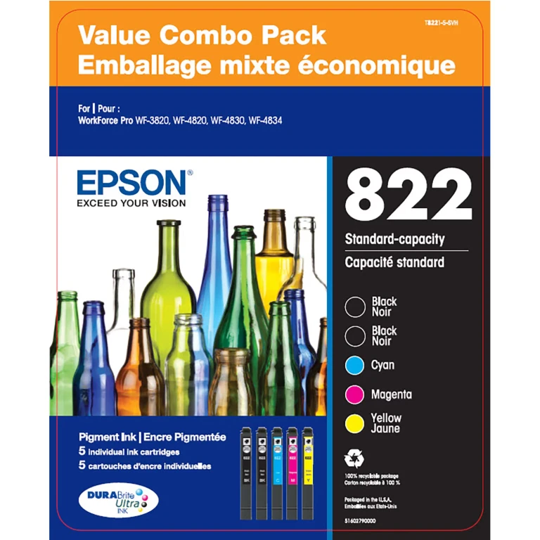 T822 DURABrite Ultra Standard Capacity Ink Cartridge Value Club pack 2 Black, 1 Cyan/1 Magenta/1 Yellow