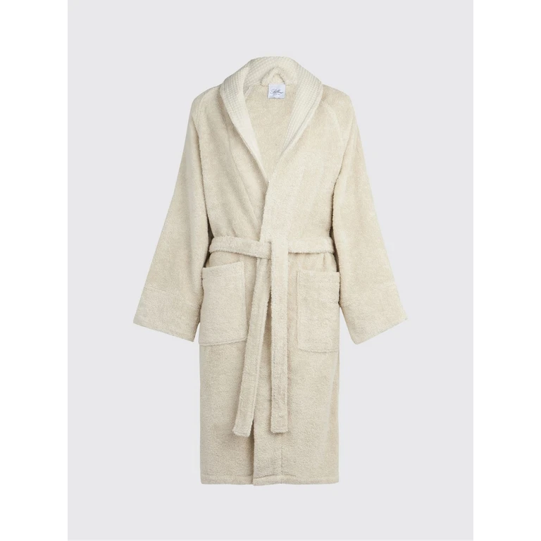 Fiocco Hooded Cotton Terry Bathrobe with Belt (2021722SABBIA)