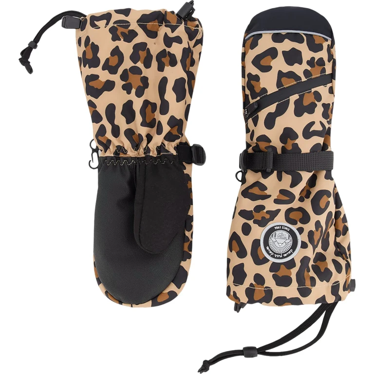 Beige Leopard Teknik Winter Mittens - Kids