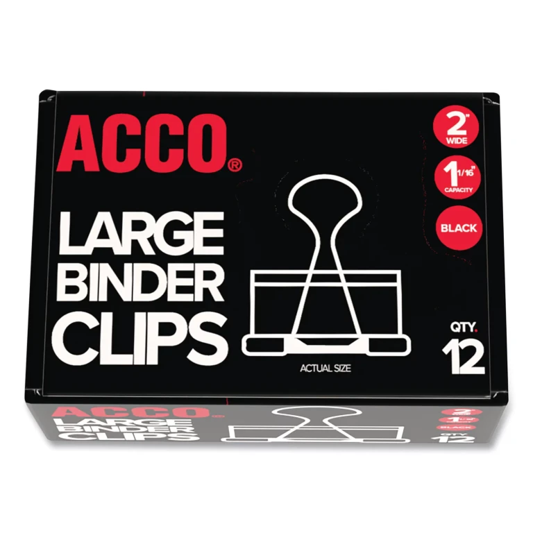 Binder Clips, Large, Black/Silver, 12 Count