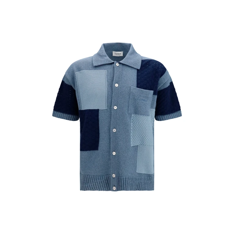 Short-Sleeve Cardigan Denim Blue