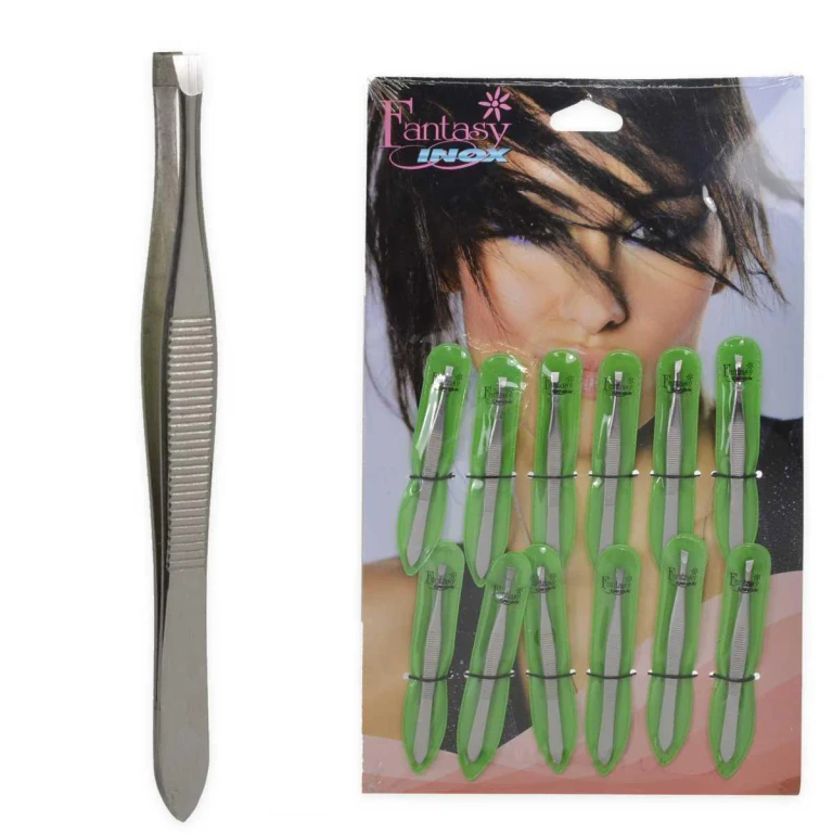 Paolucci Tweezers in Nickel-Plated Stainless Steel in Una Case of 12 Pieces