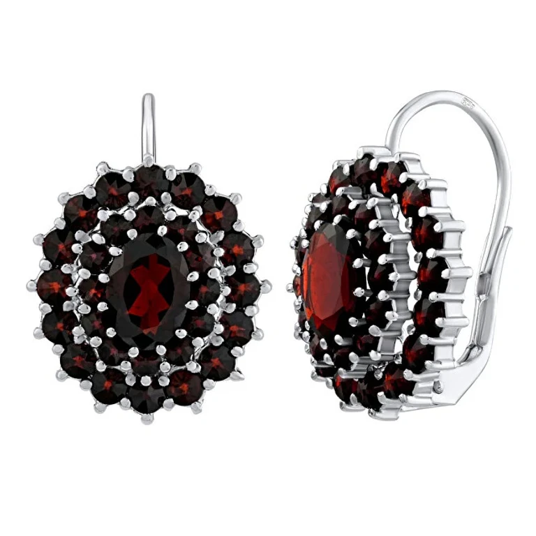 Luxury Silver Earrings with Genuine Czech Garnet Silvego380020