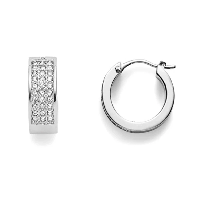 Sparkling Hoop Earrings in Pavé Steel Jof00168040