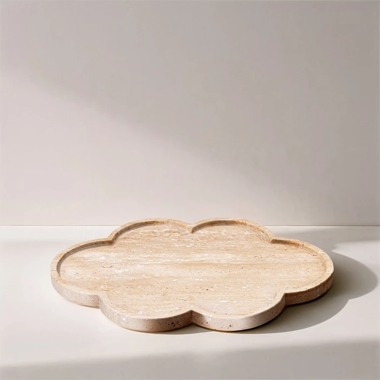 Rimini Natural Clover Shaped Travertine Tray