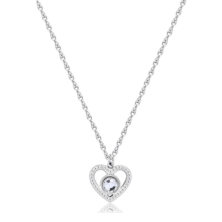 Delicate Heart-Shaped Necklace with Lucky Light Crystal Skt35