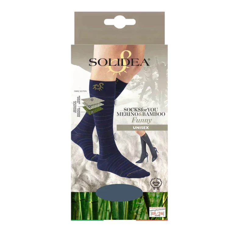 Solidea Socks For You Merino Bamboo Funny Knee Highs 18 24mmHg Navy Blue 4XL