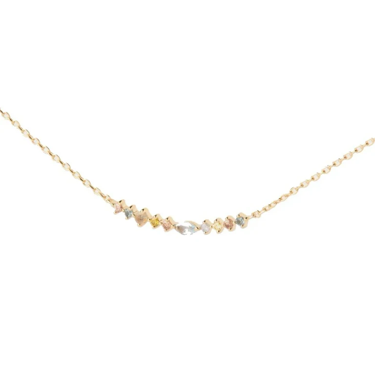 Gold-Plated Necklace With Colored Zircons Lotus Colors Co01-951-U