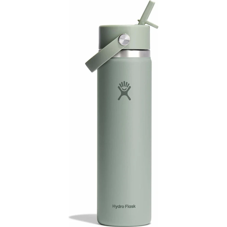 Wide Mouth Water Bottle with Flex Straw Cap 24oz