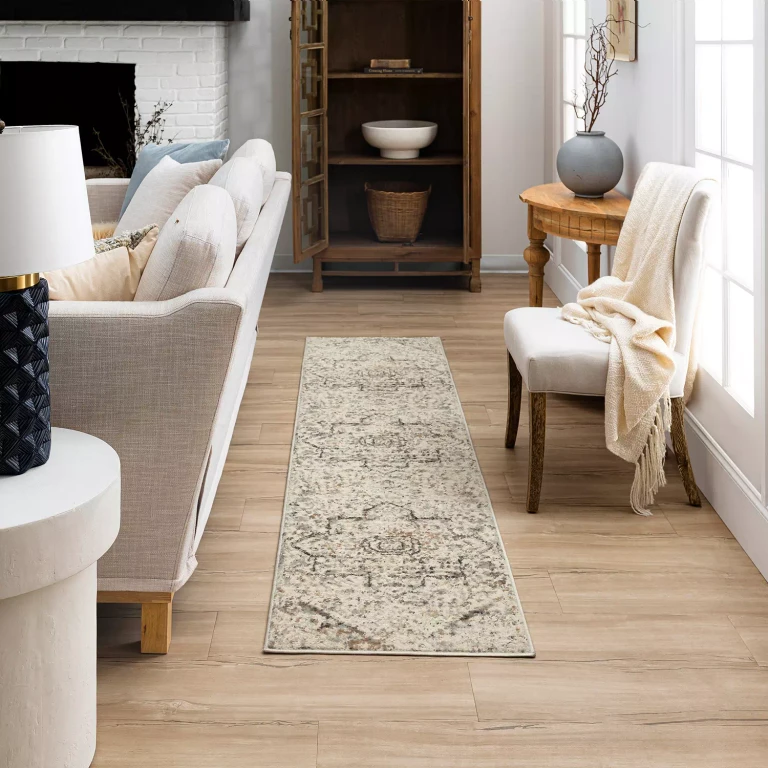 Cleo Icarus Cream Area Rug, 2'x8':- 2'x8'