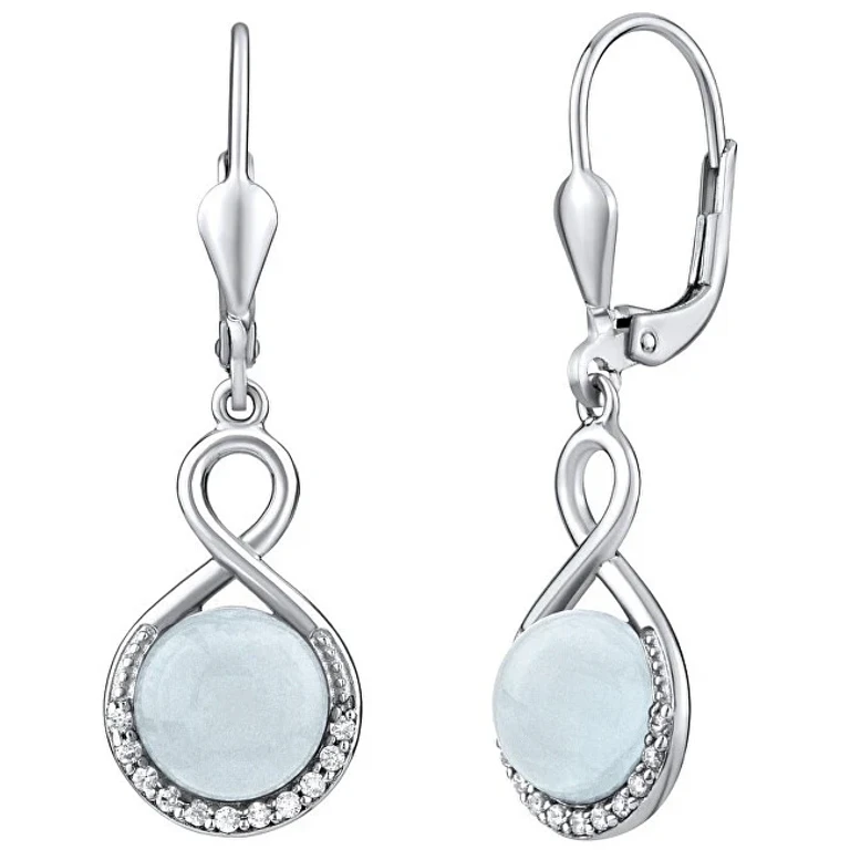 Silver Earrings With Natural Aquamarine Jst14710Aq