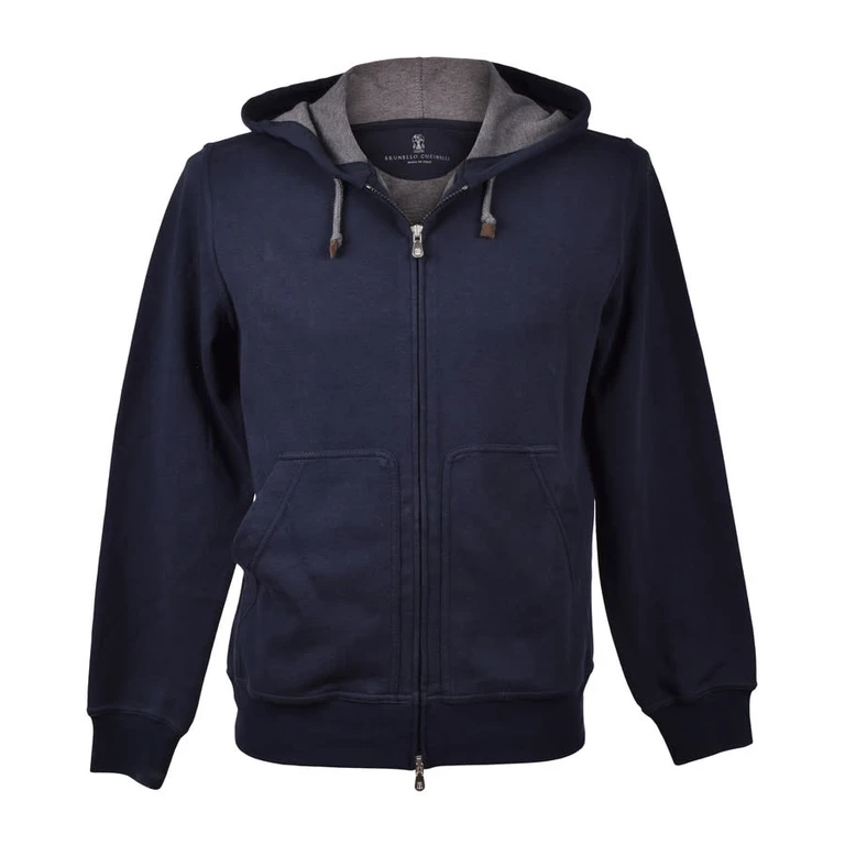 Navy Zip-Up Hooded Sweatshirt