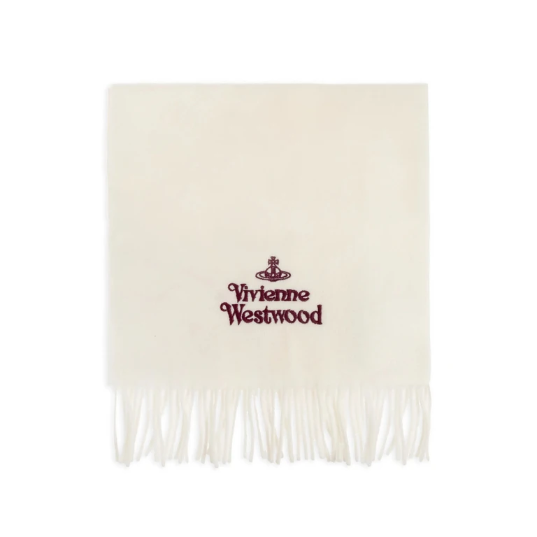 Embroidered-logo Fringed Scarf