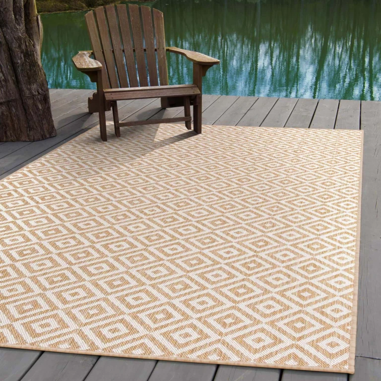 Costa Rica Outdoor Rug:- Beige, 9' x 12'
