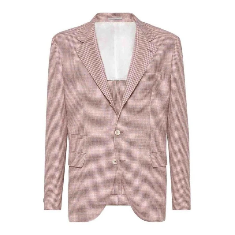 Men'S White And Red Wool Linen Blazer