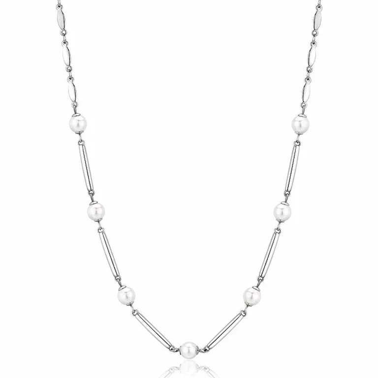 Elegant steel necklace with pearls Affinity BFF160