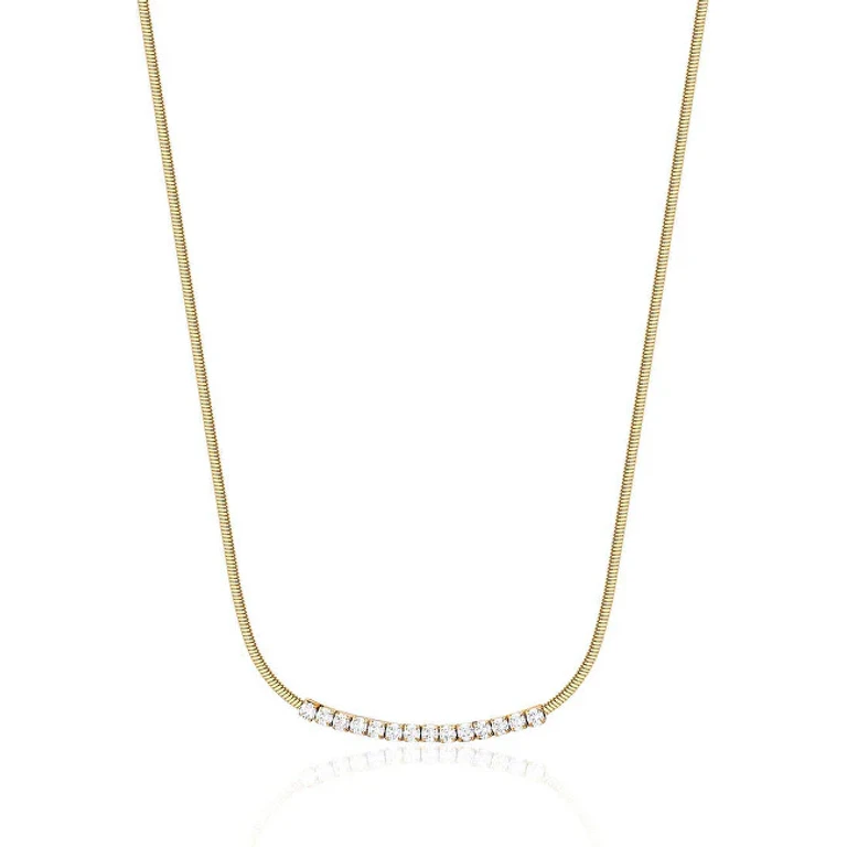 Delicate Gold-Plated Necklace With Clear Crystals Desideri Bein007