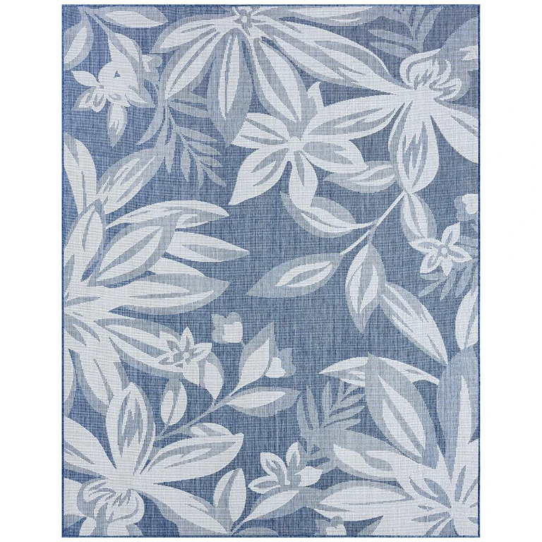 Edda Blue Floral 8 x 10 Indoor-Outdoor Area Rug