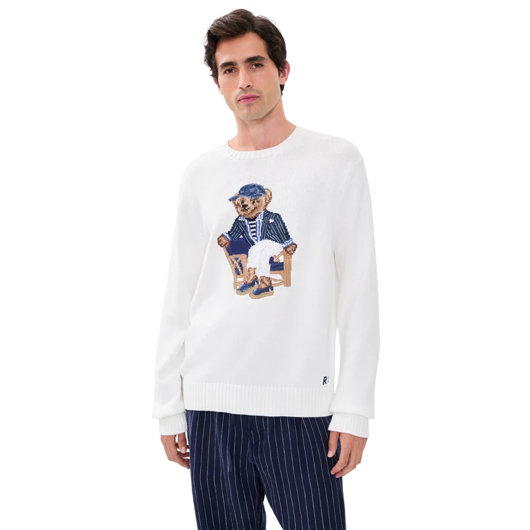 Original Label Newport Bear Cotton Sweater Deckwash White XXL
