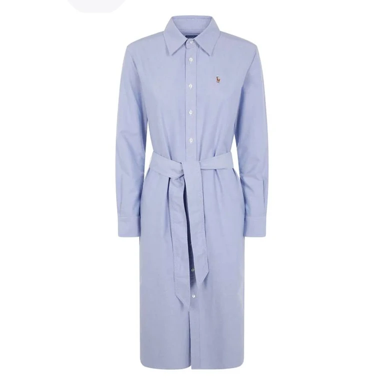 Polo Ralph Belted Cotton Oxford Shirt Dress, Size 2