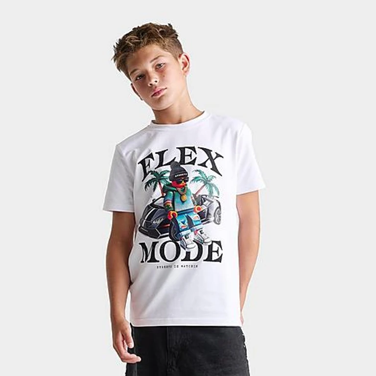 Streetz Iz Watchin Big Kids Flex Mode T-Shirt in White Size: Small