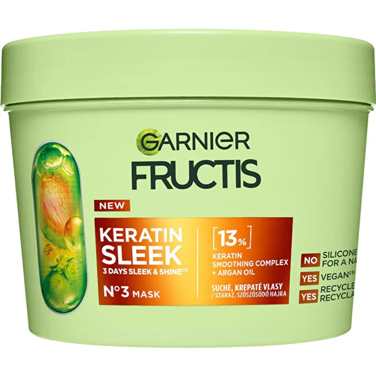 Fructis Keratin Sleek Mask for Dry and Frizzy Hair 370 ml