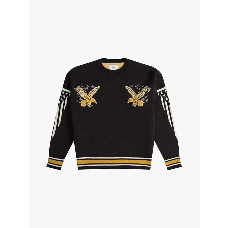Men'S Black Gold Cashmere Knit Crewneck Sweater