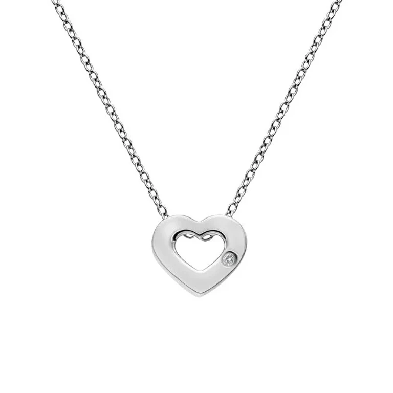 Silver Necklace With Heart-Shaped Charms Dp747