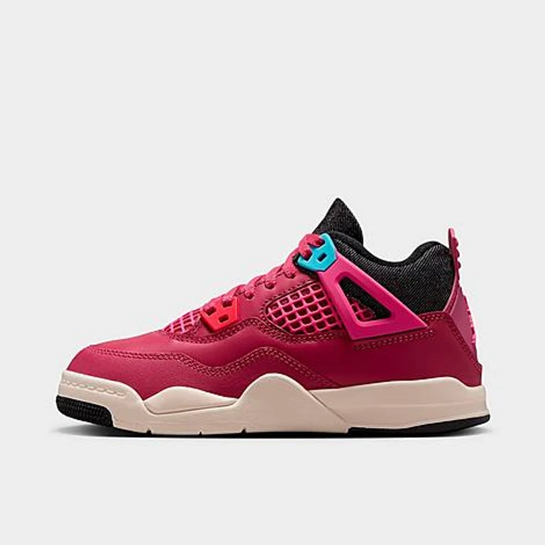 Jordan Little Kids Air Retro 4 Basketball Shoes in Sweet Beet/Desert Pink/Off Noir Size: 1.0