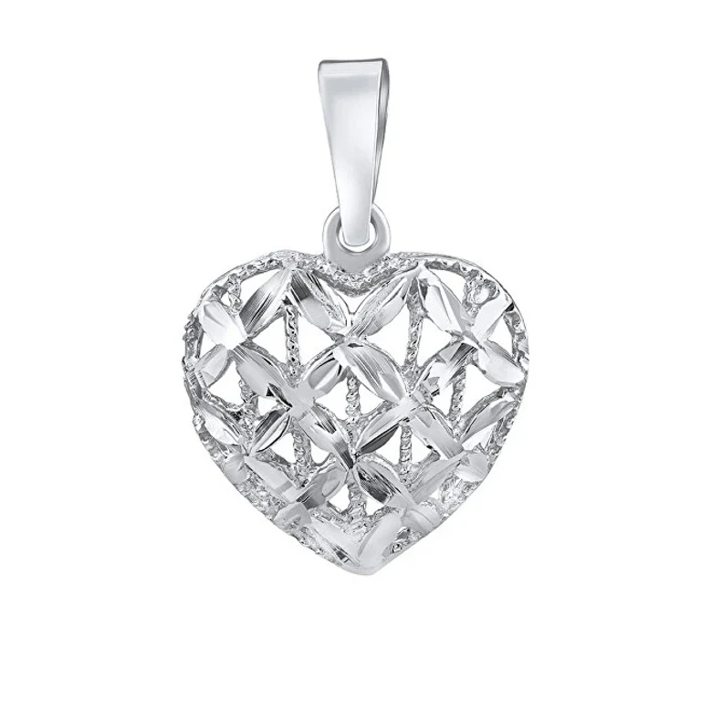Romantic Heart-Shaped Pendant in White Gold Silvegob15003Gw