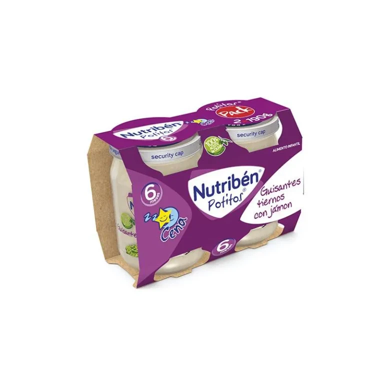 Nutribén Baby Food Dinner Double Pack Tender Peas with Ham 2x 190g