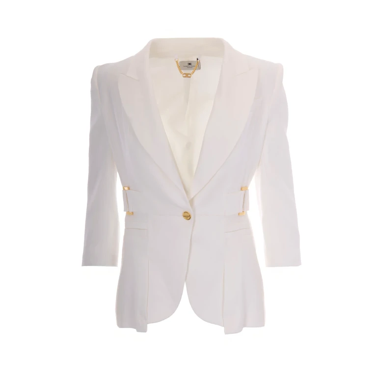 Single-Breasted Linen Jacket Ivory