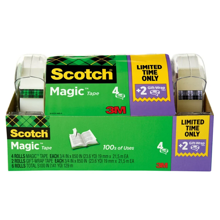 Magic Tape, ¾' x 850', 6 Pack