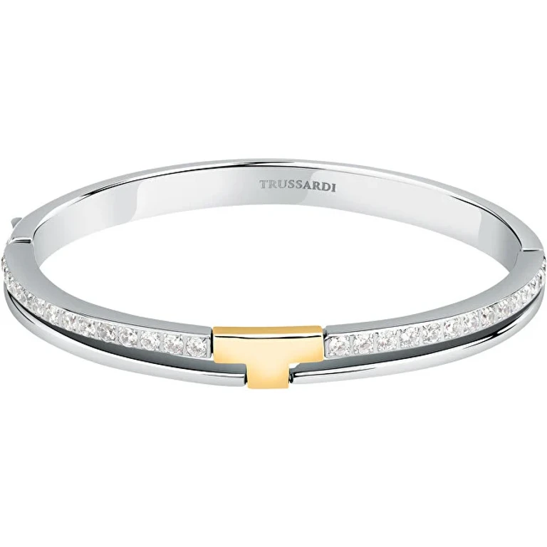 Elegante Solid Two-Color Bracelet with Zirconia T-Logo Tjaxc20
