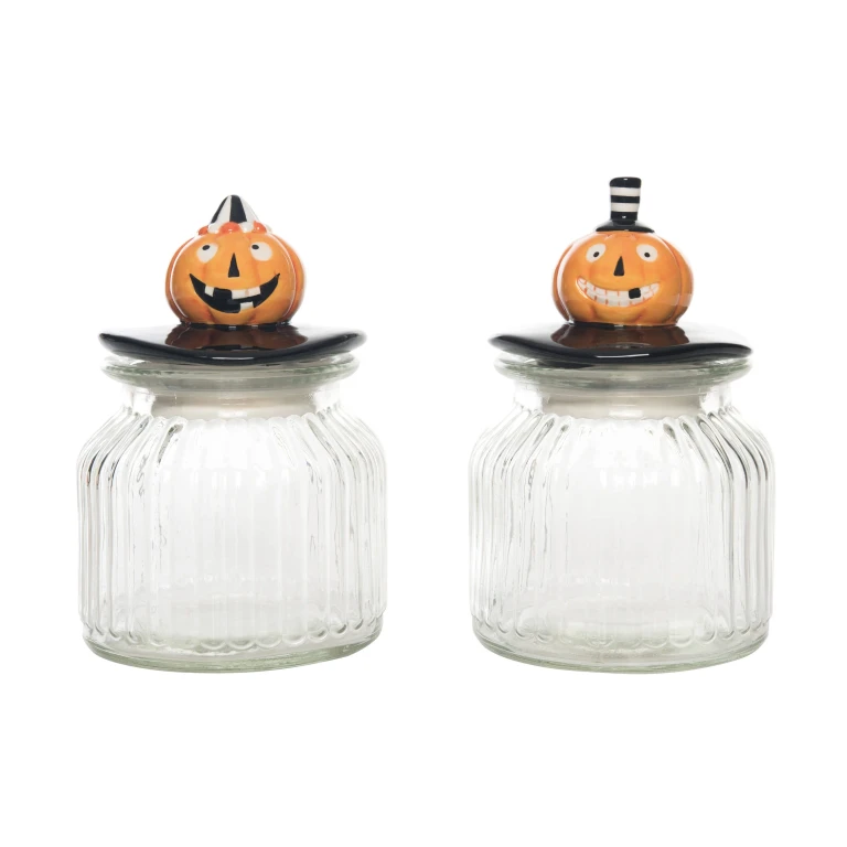 Dolomite Glass Circus Jack-O-Lantern Candy Jar Halloween Food Storage Indoor Decoration Gift Giving