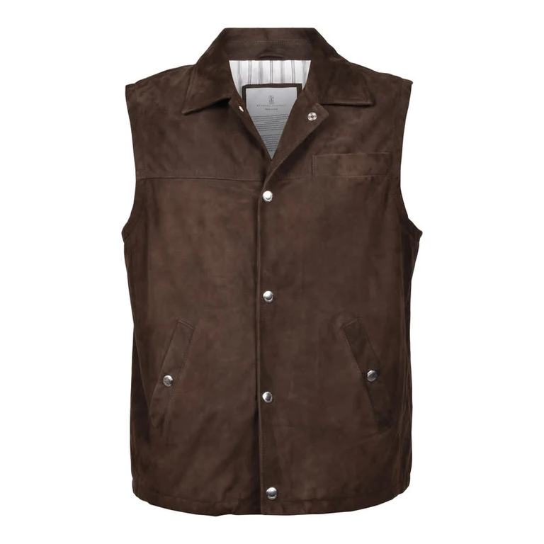 Brown Suede Sleeveless Jacket
