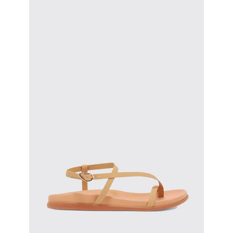 Aimilia Nappa Leather Thong Sandals with Low Heel (116601025AIMILIANATURAL)