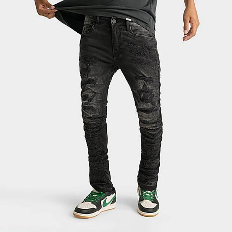 Jordan Craig Men's Rhinestone Slim Denim Jeans in Grey Wash Size: 30