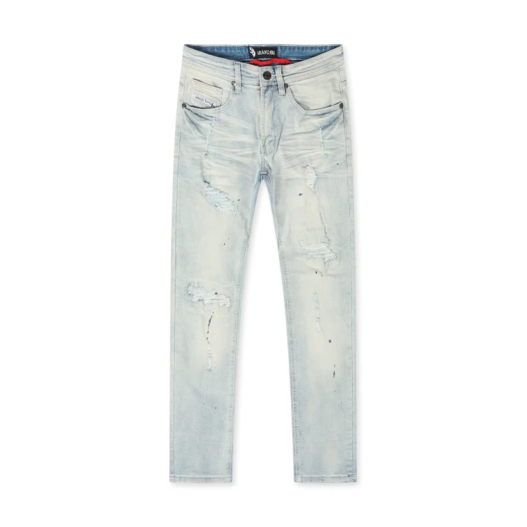Distressed Slim Fit Jeans - Light Wash