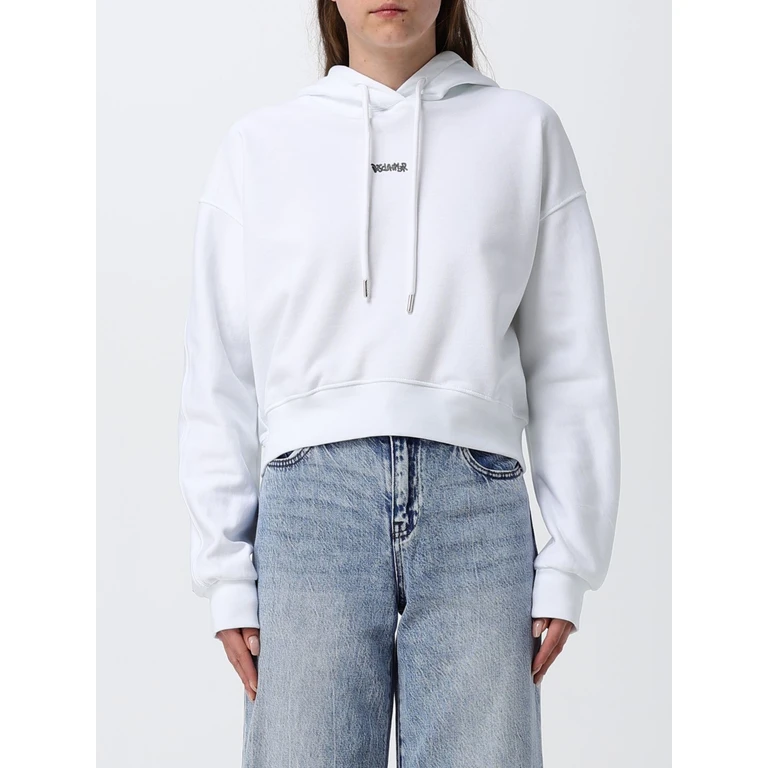 Relaxed Fit Cotton Hoodie with Printed Logo (55550BIANCOST.NERA)