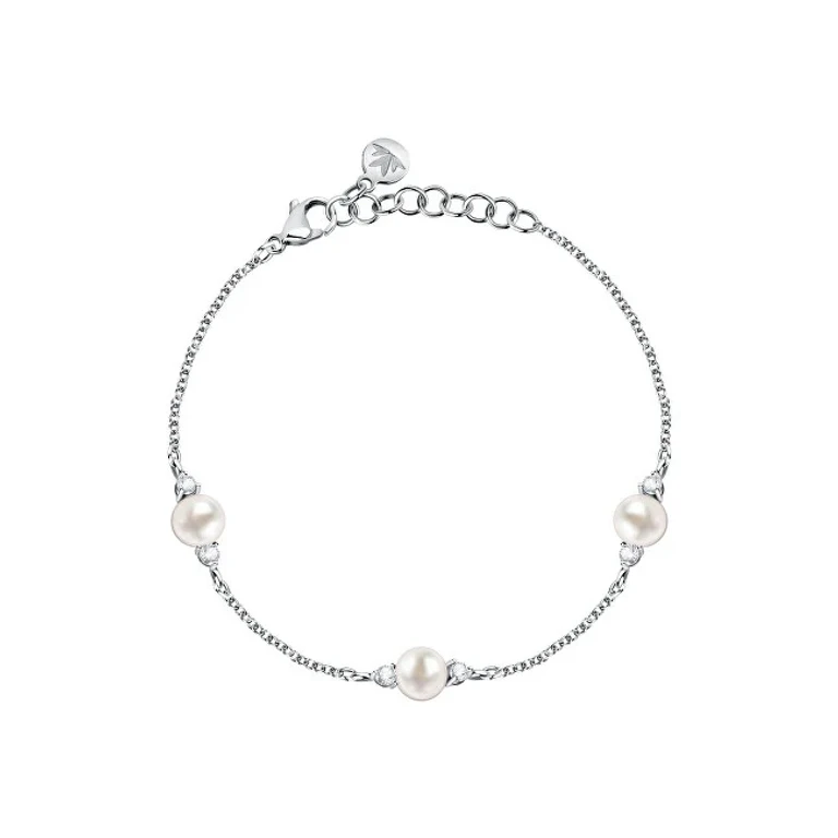 Delicate Silver Bracelet With Pearls Perla Saer53